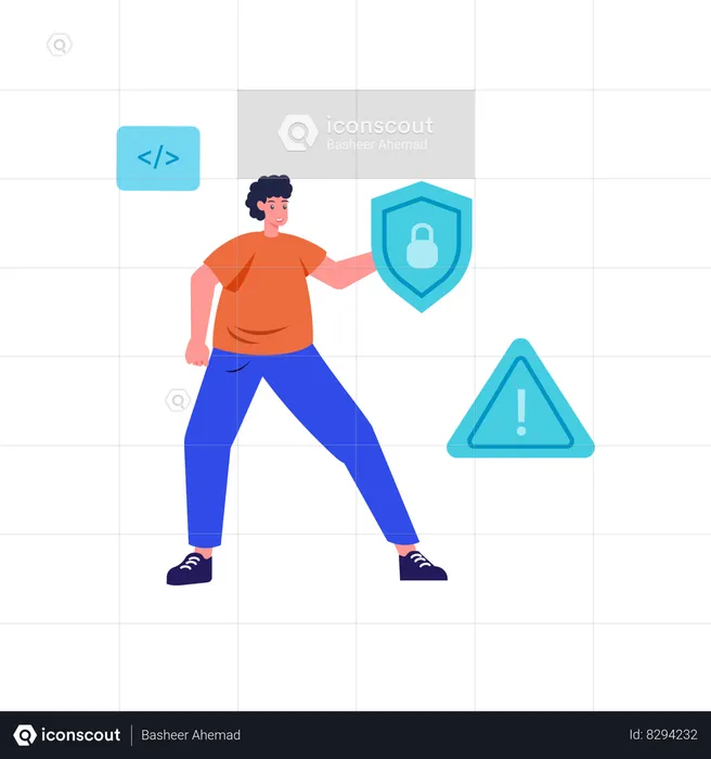 Homme avec cyberprotection  Illustration