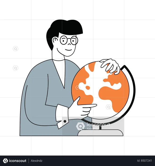 Homme avec globe  Illustration