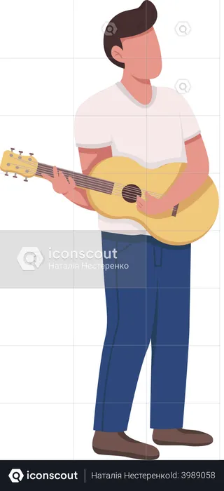 Homme avec guitare acoustique  Illustration