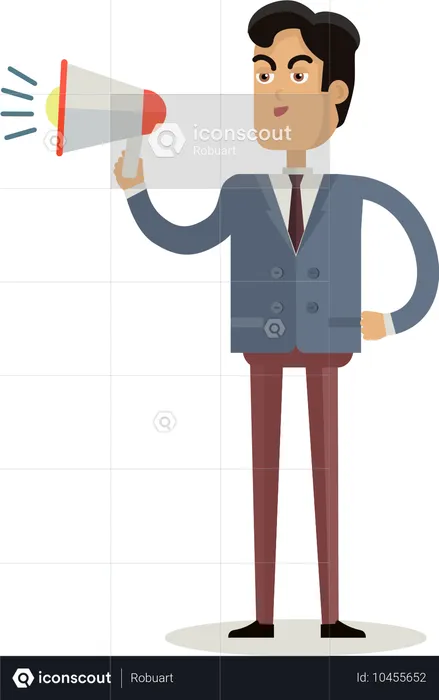 Homme avec haut-parleur faisant du marketing  Illustration