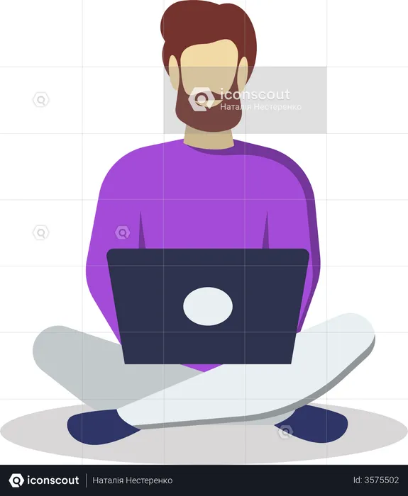 Homme avec un ordinateur portable  Illustration