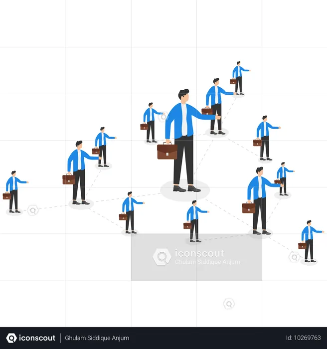 Homme avec diagramme de structure de gestion  Illustration