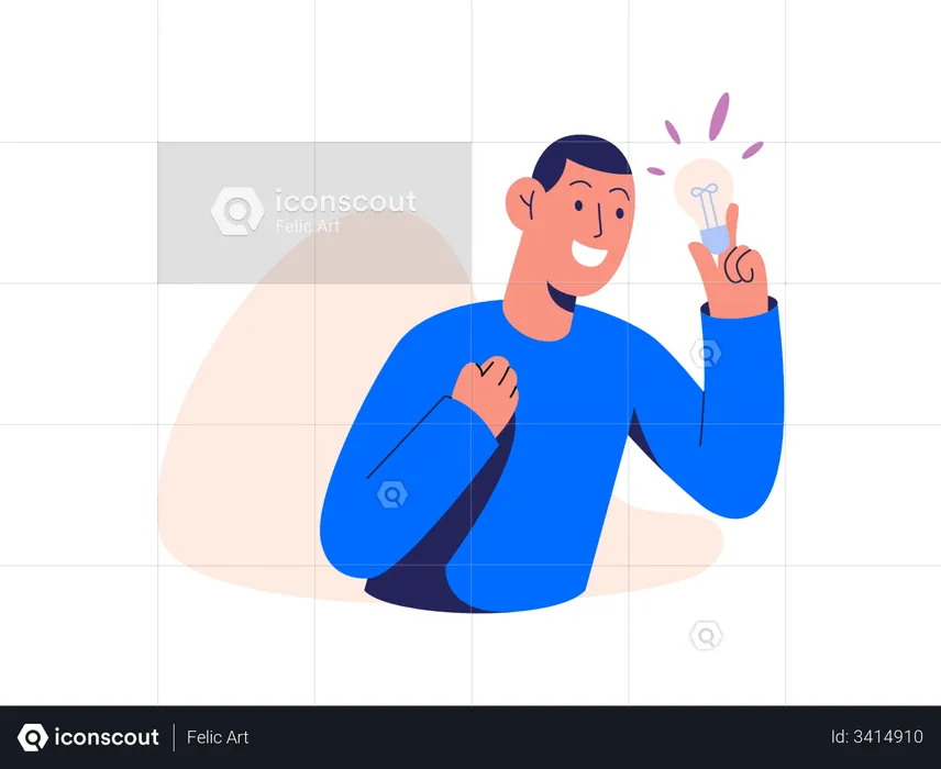 Homme avec une idée de startup  Illustration