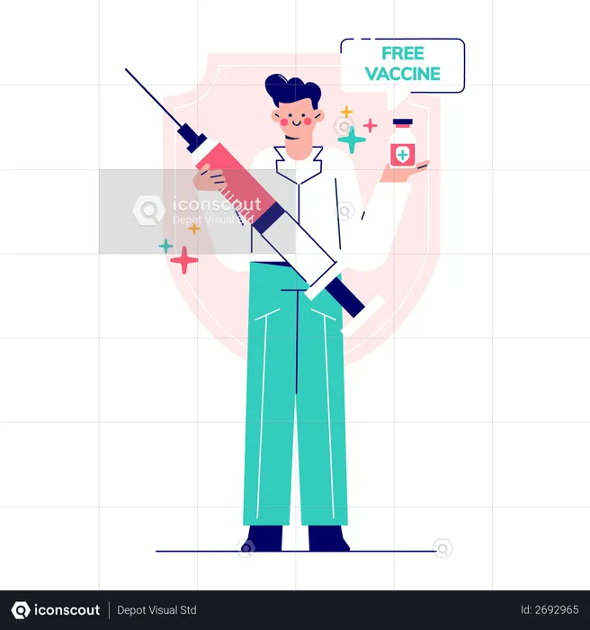 Homme avec vaccin  Illustration