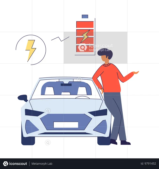 Homme avec des véhicules électriques  Illustration