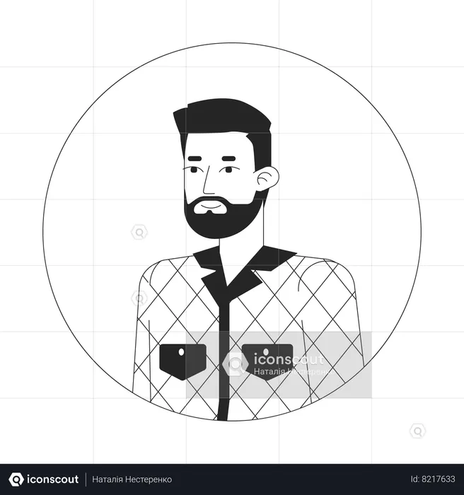 Homme caucasien barbu debout  Illustration