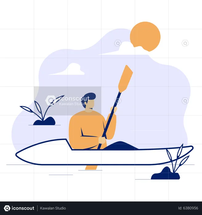 Homme, navigation de plaisance  Illustration