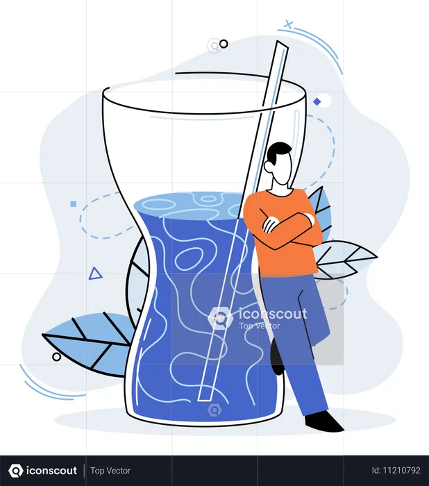 Un homme boit de l'eau détox  Illustration