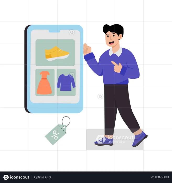 Boutiques pour hommes à partir d'une application de commerce électronique  Illustration