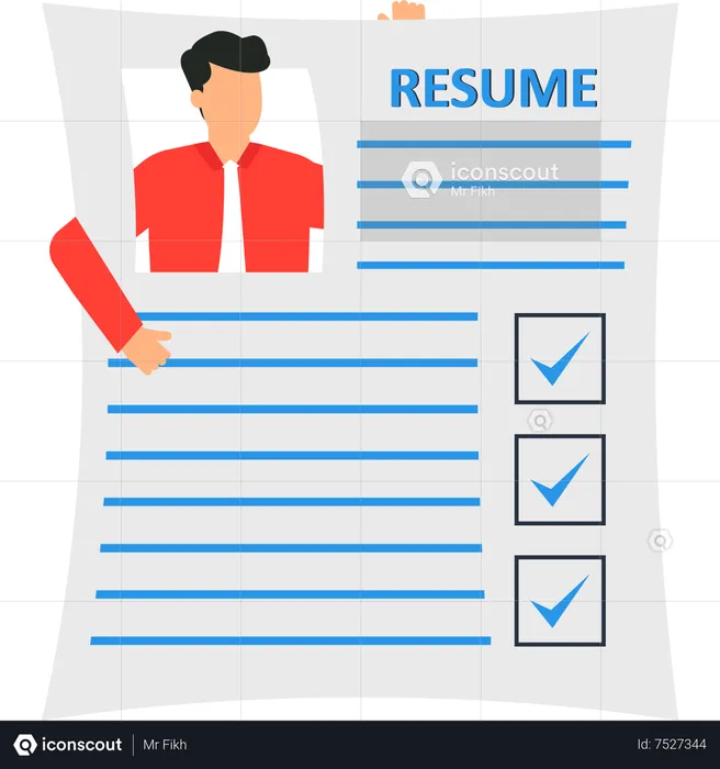 Homme demandeurs d'emploi sur papier curriculum vitae postuler à des postes vacants au bureau  Illustration