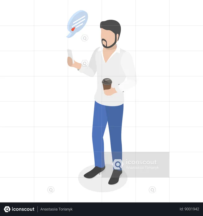 Homme discutant sur mobile  Illustration