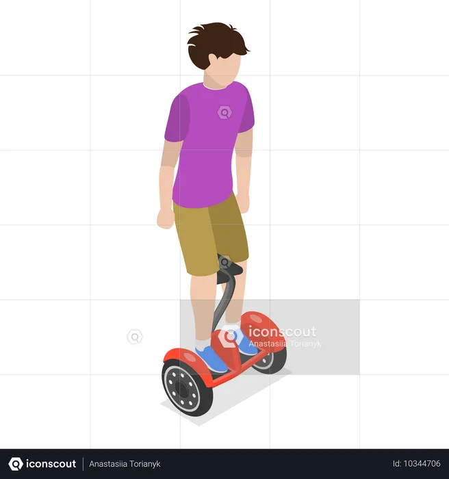 Homme conduisant un roverboard électrique  Illustration