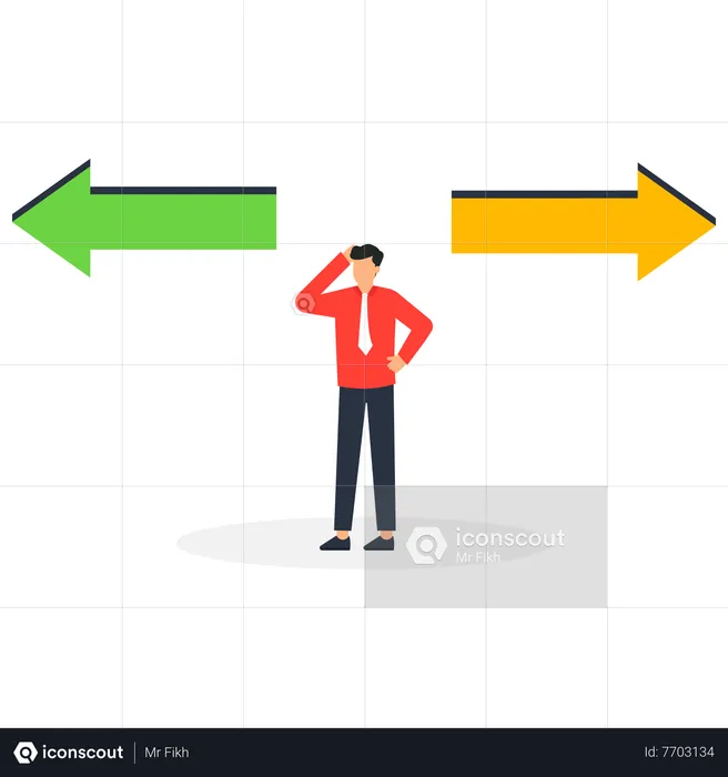 Homme confus quant à la direction de son entreprise  Illustration