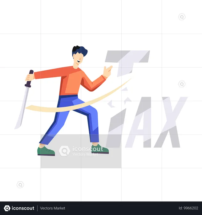 Homme coupant le papier fiscal  Illustration