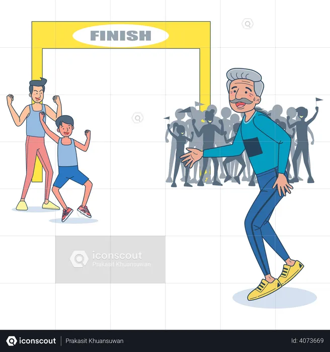 Homme qui court un marathon  Illustration