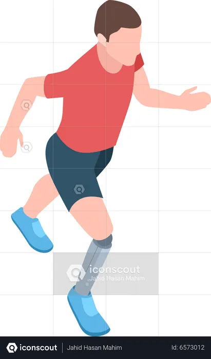Homme qui court avec une jambe prothétique  Illustration