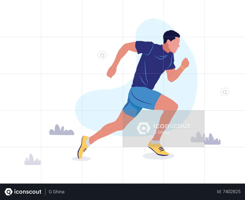 Homme qui court en course  Illustration