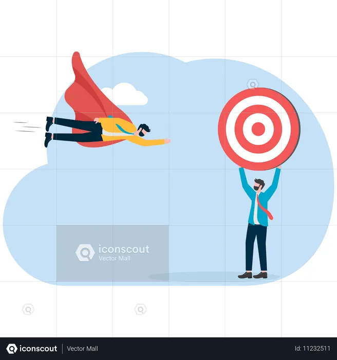 Homme d'affaires atteignant son objectif commercial  Illustration
