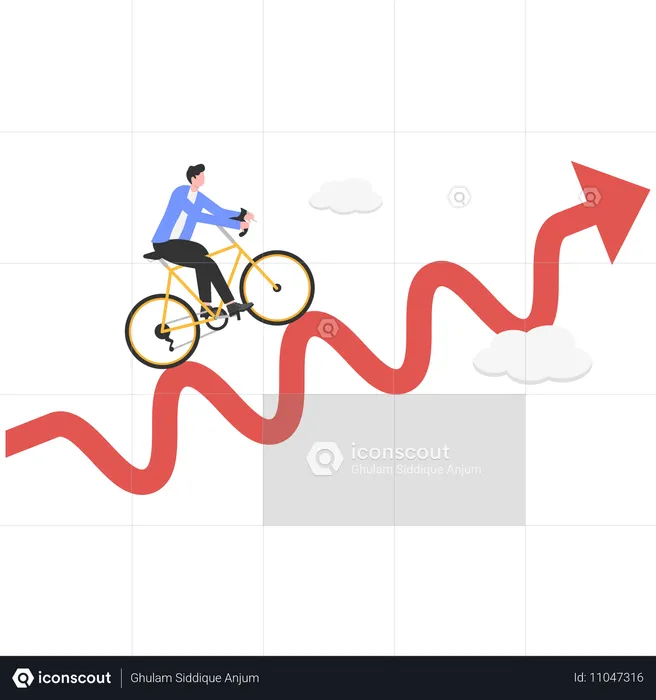 Un homme d'affaires atteint un graphique de croissance  Illustration