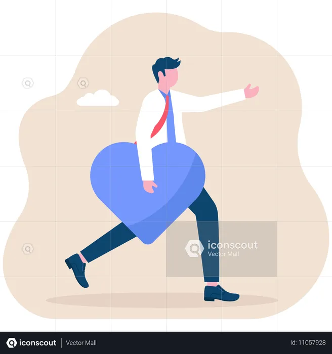 Homme d'affaires au grand coeur  Illustration