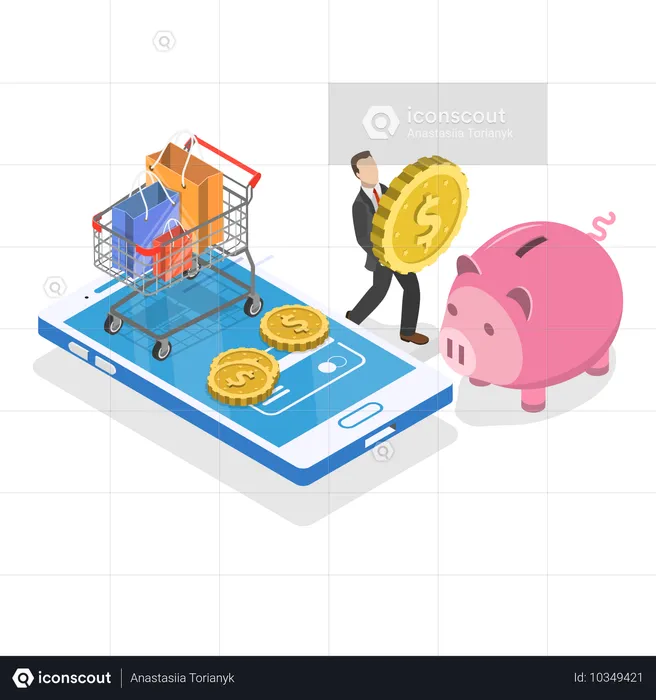 Homme d'affaires avec transaction de remboursement et d'annulation  Illustration