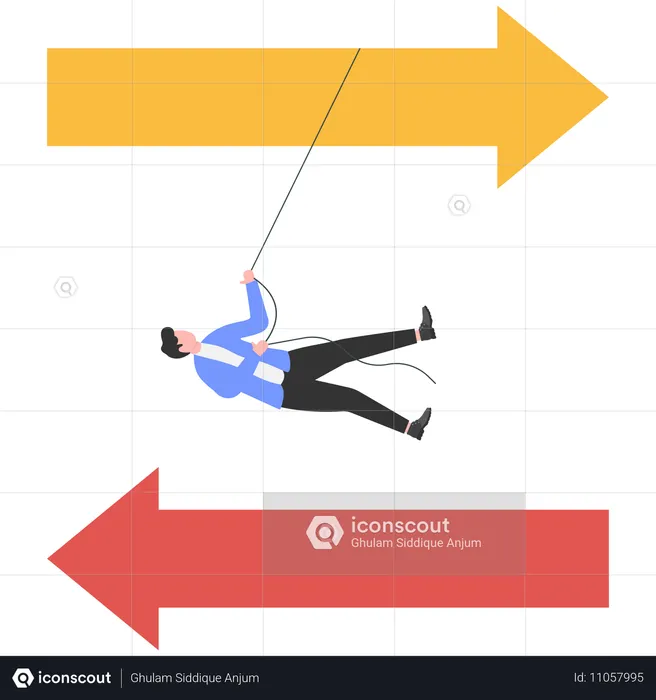 Un homme d'affaires change de direction stratégique  Illustration