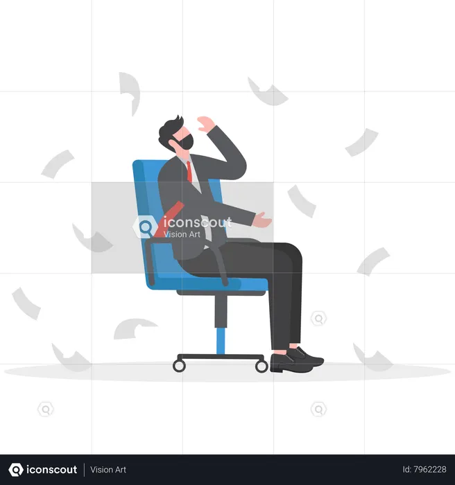 Homme d'affaires souffrant de stress et d'épuisement professionnel au bureau de l'entreprise  Illustration