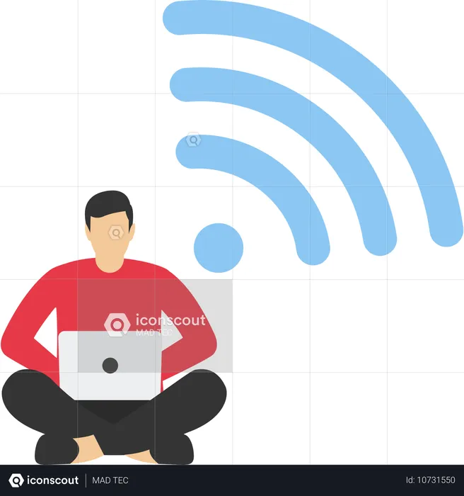 Homme d'affaires et logo WIFI  Illustration