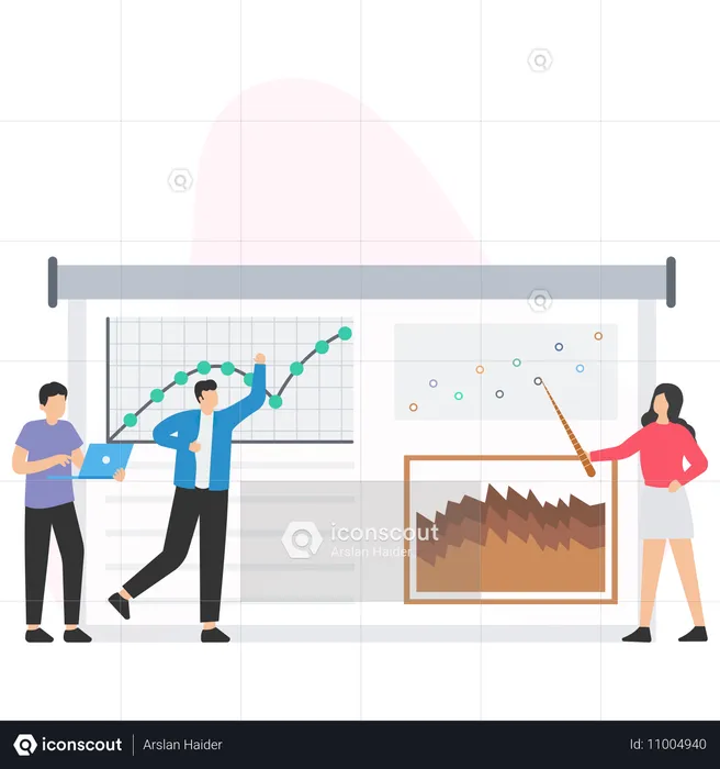 Homme d'affaires faisant la gestion des données  Illustration