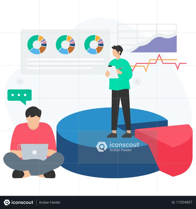 Homme d'affaires faisant une analyse commerciale  Illustration