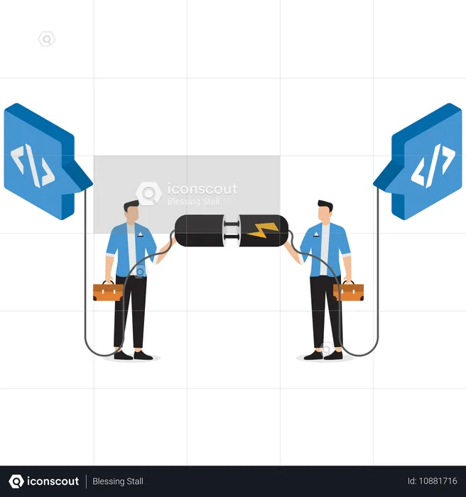 Homme d'affaires faisant du codage d'entreprise  Illustration