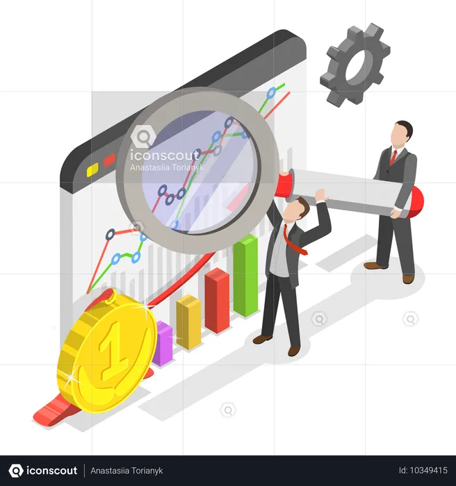 Homme d'affaires faisant une analyse SEO  Illustration