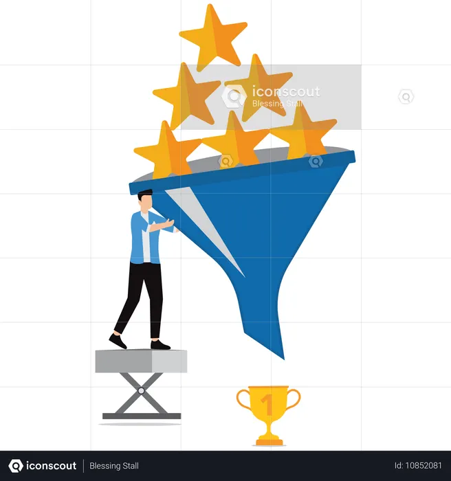 Homme d'affaires filtrant les avis des clients  Illustration