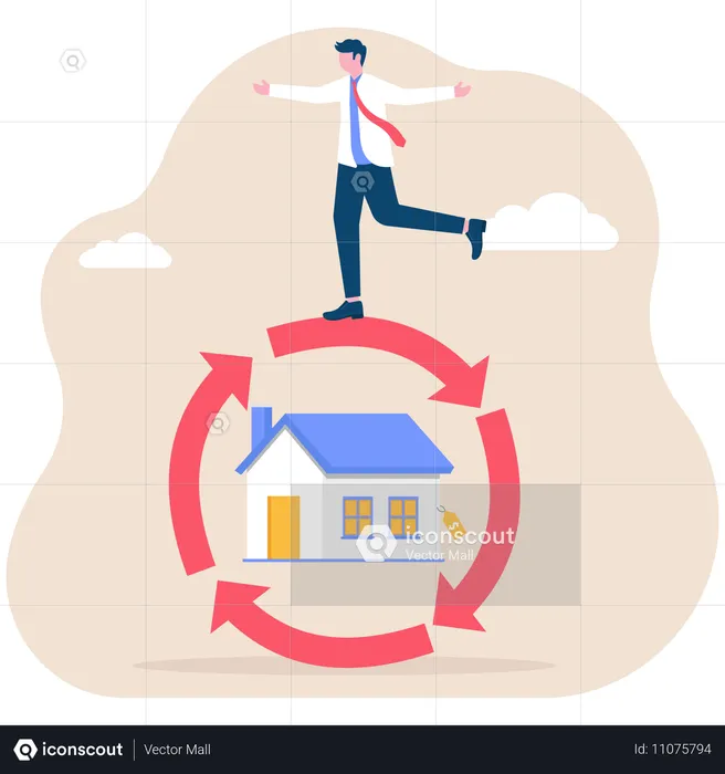 Un homme d'affaires gère un investissement immobilier  Illustration