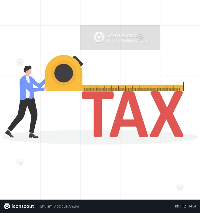 Homme d'affaires mesurant les impôts  Illustration
