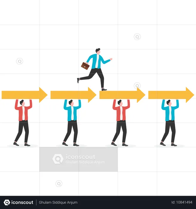 Un homme d'affaires montre le chemin à un employé  Illustration