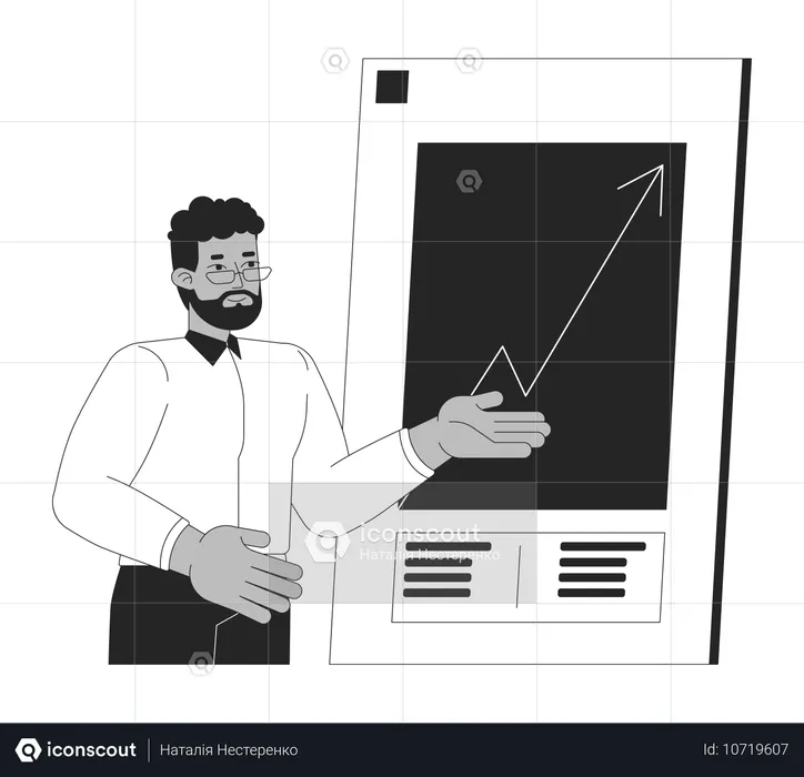 Homme d'affaires noir montrant un graphique de croissance  Illustration