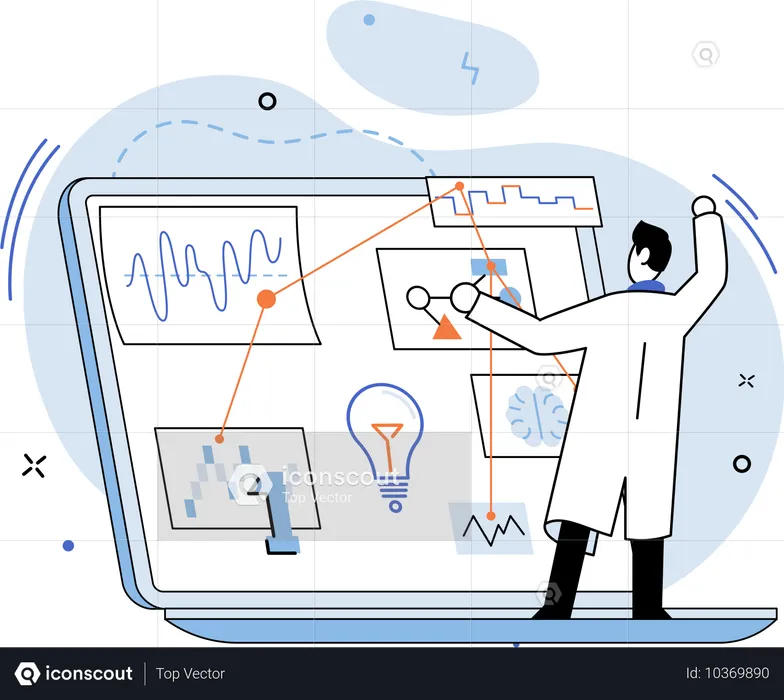 Un homme d'affaires élabore des stratégies de marketing  Illustration