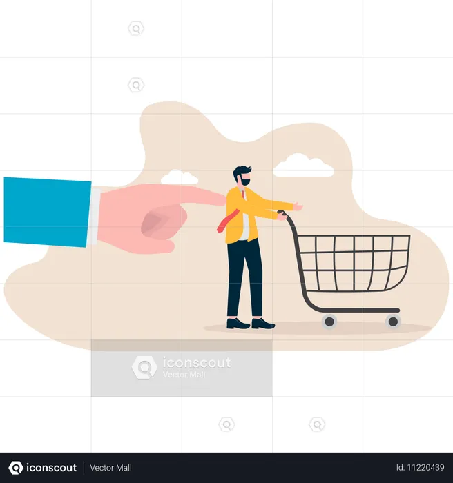 Homme d'affaires faisant du shopping  Illustration