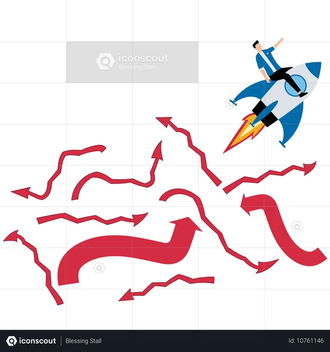 Un homme d'affaires surmonte la crise économique  Illustration