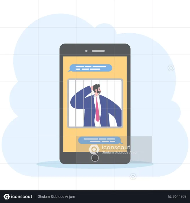 Homme d'affaires accro au smartphone  Illustration