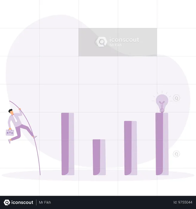 L'homme d'affaires analyse le graphique financier  Illustration