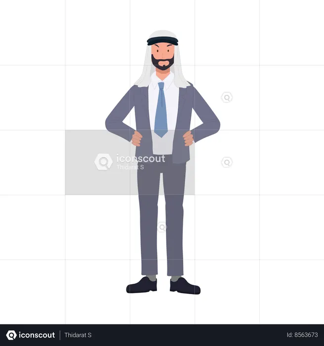 Homme d'affaires arabe professionnel confiant en costume  Illustration