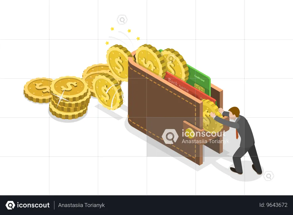 Homme d'affaires avec retour sur investissement  Illustration