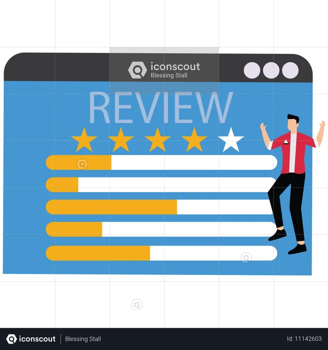 Homme d'affaires avec un excellent tableau de bord de satisfaction client  Illustration