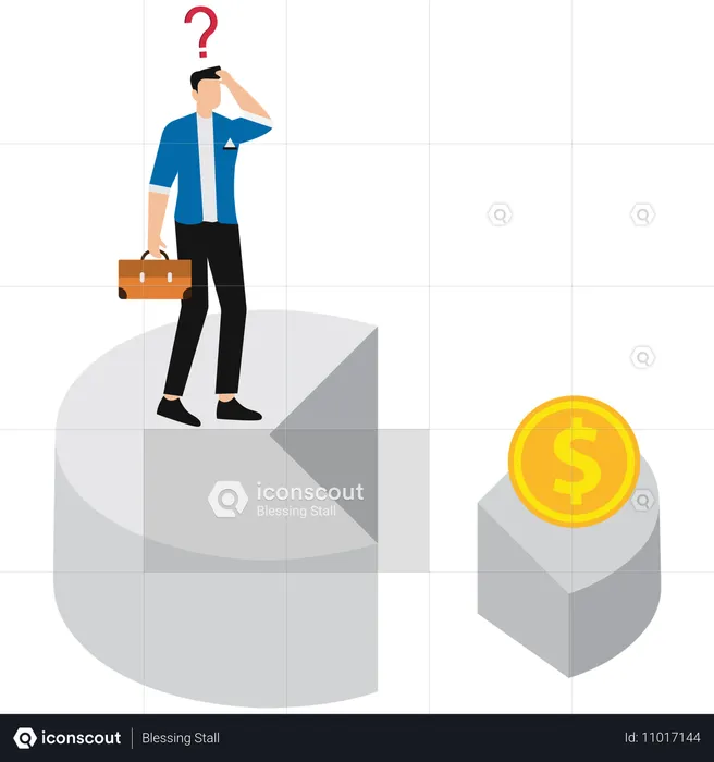 Homme d'affaires divisant les bénéfices de l'entreprise  Illustration