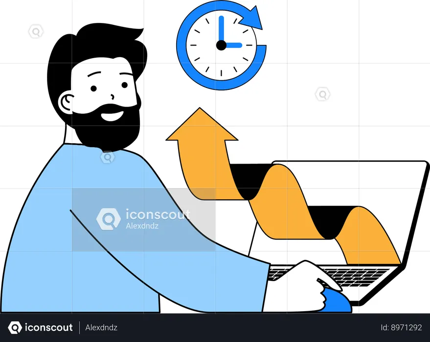 Homme d'affaires faisant une analyse commerciale  Illustration