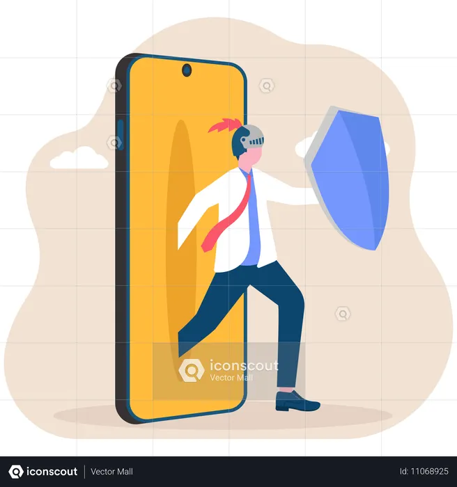 Homme d'affaires. menace de cybersécurité  Illustration