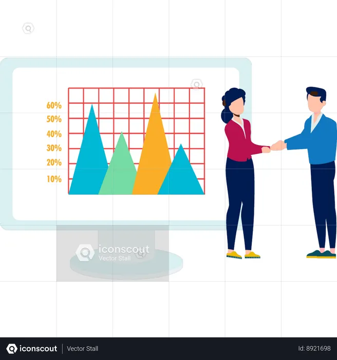 Homme d'affaires et femme d'affaires faisant des affaires  Illustration