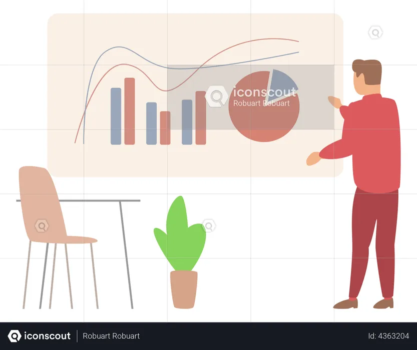 Homme d'affaires faisant une présentation d'entreprise  Illustration